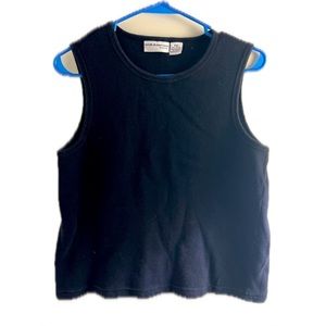 Croft & Barrow Petite Vintage 90s Ribbed Texture Tank Top Black Women’s Size PXL